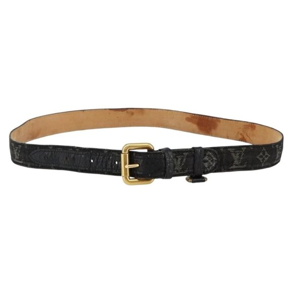 LOUIS VUITTON Monogram Denim Ceinture Belt 41.3"" Black M6972W LV Auth bs29692 - Picture 1 of 14